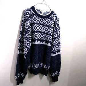 Brandini Blue & White Argyle Pullover Sweater Mens